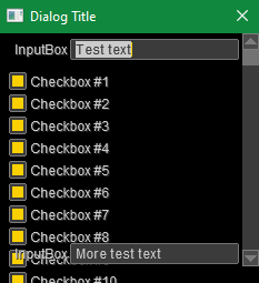 The same window, whose checkboxes are scrolled around and tabbed through. The inputboxes stay at the same position. Some ui-elements get stuck behind inputboxes.