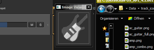 A gif showing how images are dropped onto the gui window and clicking the image in the gui sets the image-file as track-icon.